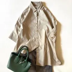 極美品】PICONE ピッコーネ リネンシャツワンピース メガネ ビーズ