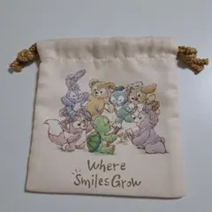 ダッフィーアンドフレンズ　ウェアスマイルズグロウ　きんちゃく