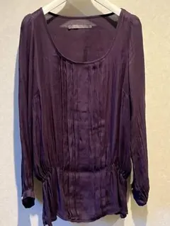 ZARA BASIC プリーツ入りパープル長袖ブラウス