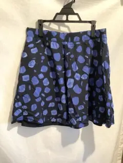 青と黒のドット柄フレアスカート　サイズ36