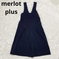 merlot plus スカラップサロペット ネイビー F