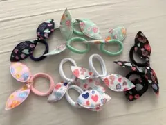 新品未使用 ハート柄リボン型ヘアゴム10個セット