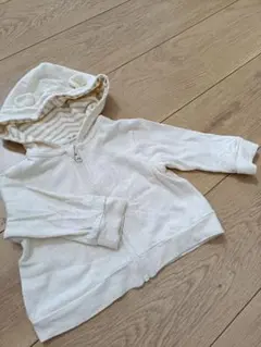 パーカー フード付き 70~80サイズ ホワイト 耳付き 薄手