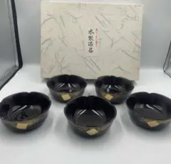 木製漆器　本うるし塗り　和食器　漆芸　漆塗り　小鉢　皿　お椀　お洒落　5個