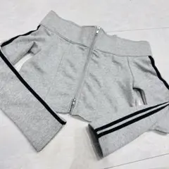 GRL ジップアップ クロップドスウェット グレー