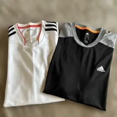 アディダスTシャツ 2枚セット メンズLスポーツウェア climacool 黒白