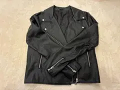 ライダースジャケット 合皮　ブラック