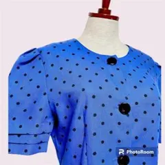 vintageヴィンテージワンピースドット前開きノーカラーレトロUSA海外古着