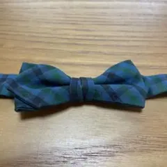 青緑チェック柄 ネクタイ クリップ付き