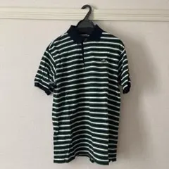 LACOSTE ストライプポロシャツ ネイビー襟