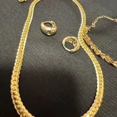 ゴールド アクセサリー 3点セット ネックレス ブレスレット ピアス