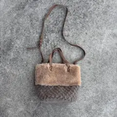 00's フェアリーグランジ 森ガール ツートーンファーバッグ 巾着