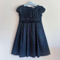 極美品 BeBe 日本製 ドッドワンピース ワンピースドレス 半袖 黒 130