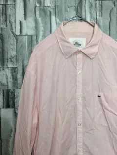 こーー 様専用LACOSTE　 長袖シャツ＊ピンクストライプ　M A-2-17