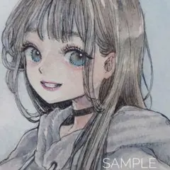 手描きイラスト アナログ オリジナル パーカー