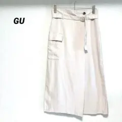 GU カーゴマキシスカート　フラップポケット　ミモレ~マキシ丈　ベージュ　L