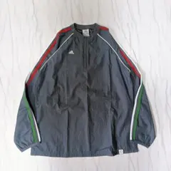 adidas ナイロンジャケット プルオーバー ハーフジップ グリーン Lサイズ