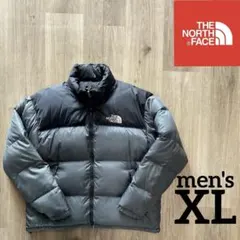 ノースフェイス　ダウン　ヌプシ　ブラック グレー　メンズXL