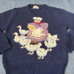アニマルモチーフ ニットセーター ネイビー150
