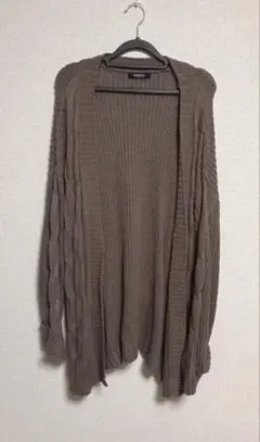 ブラウン リブ編み カーディガン LLサイズ