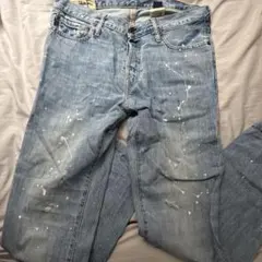 ペイント加工 デニムパンツ W32 L32のサムネイル