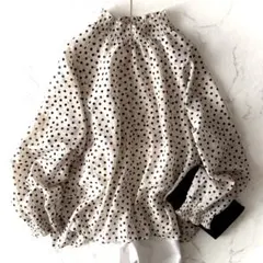 美品 グリーンレーベルリラクシング ブラウス ドット ゆったり アイボリー F