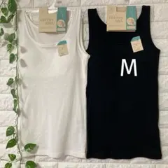 コットン100％カップ付きタンクトップMブラトップブラックホワイト綿100