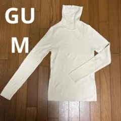 GU リブタートルネックセーター 長袖 ホワイト