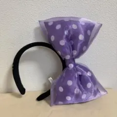 ディズニーリゾート ミニーマウス シフォンリボンカチューシャ（パープル/ドット)