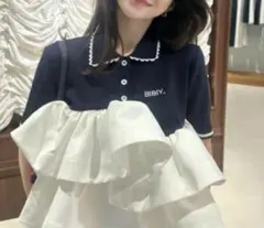 Bibiy. フリル付きネイビーポロシャツ 半袖【正規品】 2025年最新】bibiy tシャツの人気アイテム - メルカリ