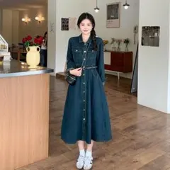 大きいサイズ デニム　ワンピース　レディース 秋冬 長袖　新品　春な