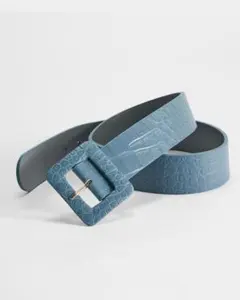 ■WEEKEND MaxMara■smoky-BLUEクロコダイル型押し ベルトのサムネイル
