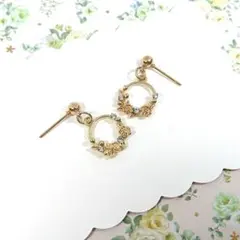 No.248☆フラワーリース（サークル） ピアス イヤリング マスクチャーム
