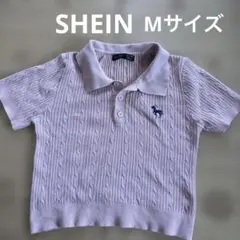 SHEIN Dazy ケーブルニット ポロシャツ Mピンク
