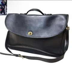 茶芯 USA製 コーチ COACH ブリーフケース 黒 ビジネス ショルダー