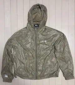 STUSSY ナイロンジャケット フーデッド ベージュ S
