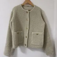 mila owen 金釦ノーカラーコンパクトラメニットジャケット