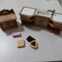 シルバニアファミリー　シルバニア　キッチン　家具セット　ミニチュアお菓子付き