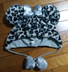 ディズニー　ミニー　ヒョウ柄　キャップ　ファンキャップ　レオパード　グレー