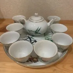 中国茶器セット ティーポットと茶碗8個 トレイ付き