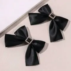 4個セット 黒リボン ヘアクリップ