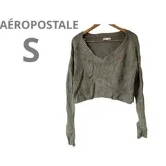 海外古着【AÉROPOSTALE 】グレー Vネック ニット S カジュアル