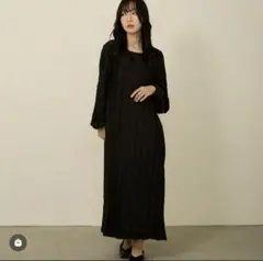 M*i様 honono 【マタニティ・授乳服】ウェーブプリーツワンピース　ブラッ