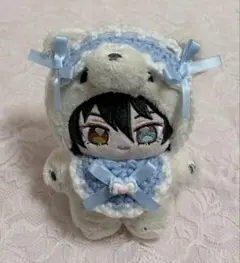 いつぬい ぬい ぬい服 スタイ ヘッドドレス ブルー×ホワイト 編み物 かぎ編み