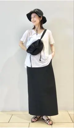 ユニクロ　UNIQLO ウルトラストレッチエアリズムロングスカート　L ブラック