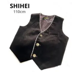 SHIHEI キッズベスト110茶色ベルベットチェックフォーマル七五三結婚式