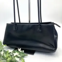 【美品】LAKOLE ロングハンドルヨコ型トートバッグ 黒 お出かけ