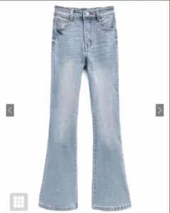 ハイウエストフレアデニムパンツ[cu498] ライトブルー　Sサイズ