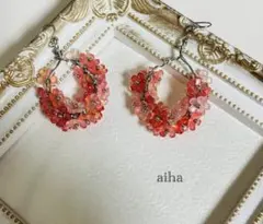 ハンドメイド フラワーモチーフ ピアス