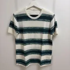 PLST ボーダー柄 ニット 半袖 Tシャツ Sサイズ　グリーンのサムネイル
